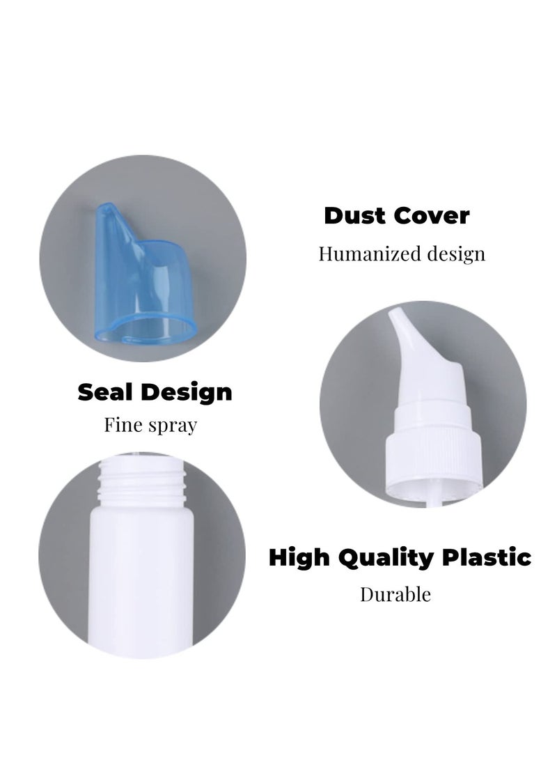 زجاجة رش فارغة للزكام، 2 قطع سعة 70 مل زجاجة رذاذ أنفي بلاستيكية رقيقة الضباب، زجاجة رذاذ أنفي قابلة لإعادة التعبئة لتخفيف الحساسية للاستخدام المنزلي مع مضخة ورأس يغطي للرضع والبالغين - Image 3