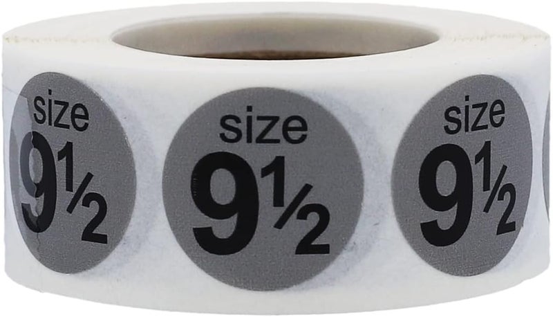 InStockLabels.com Shoe Size 9 1/2 Grey Stickers for Retail Clothing – 3/4 Inch Round, 500 Semi-Gloss Adhesive Labels Per Roll for Footwear Inventory, Organization, and Display – Made in The USA - Image 1