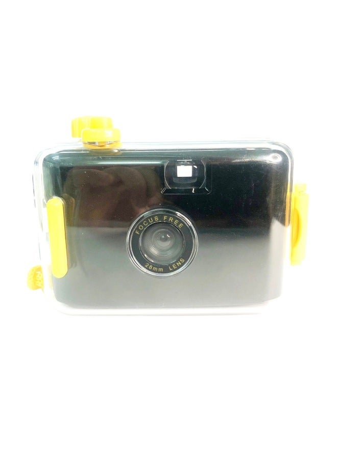 Transparent Black Shell, Retro Film, Camera, Fool Film, Waterproof, Can Take Photos, Student Day Creative Literary Gift-Color:Black Yellow Shell  - Image 1