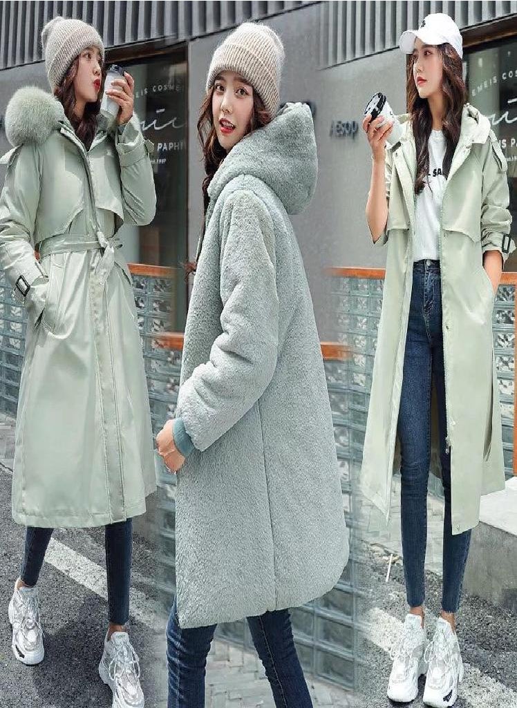 Eckek - Women Winter Jacket Hooded X-Long Thick Faux Fur Padded Parkas Woman Distachable Plus Size Coat - Image 1