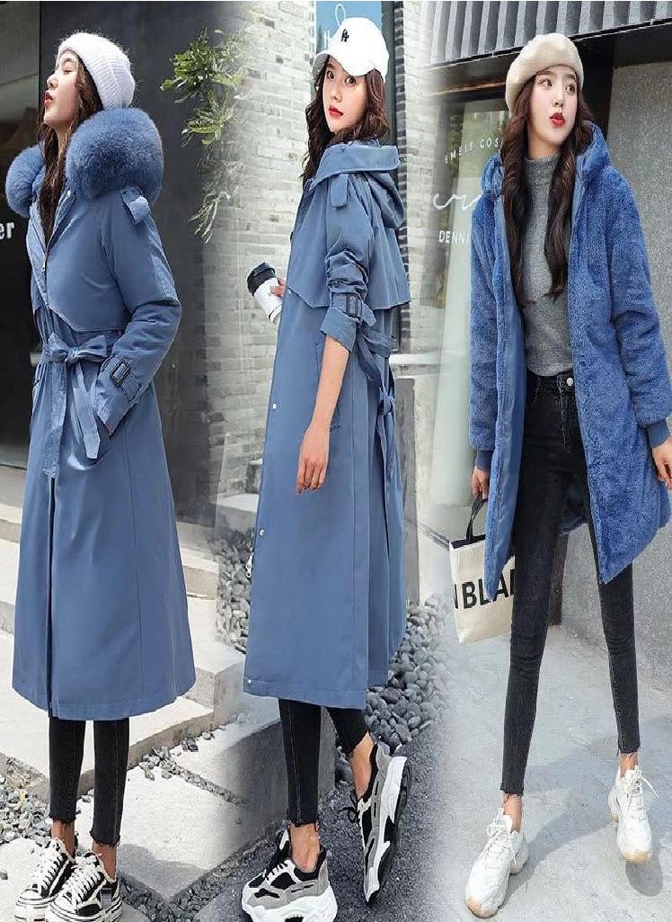 Eckek - Women Winter Jacket Hooded X-Long Thick Faux Fur Padded Parkas Woman Distachable Plus Size Coat - Image 1