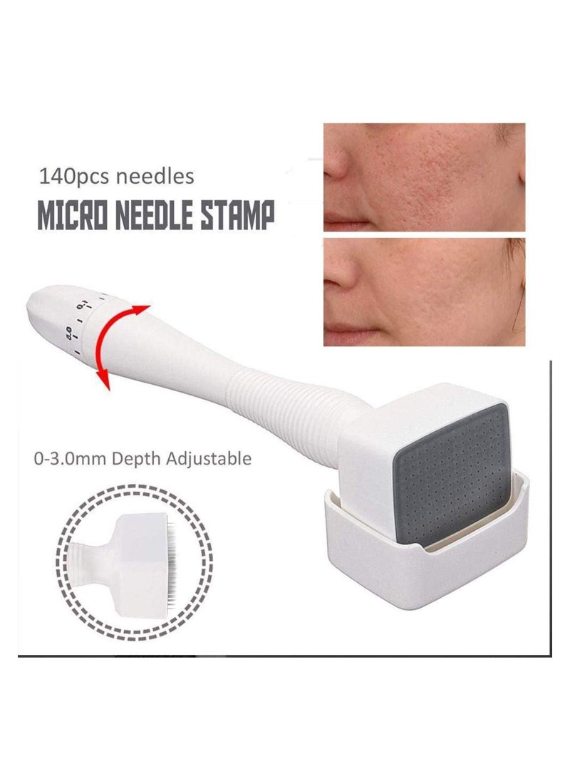 Generic - Derma Stamp Dermastamp 140 Tips Adjustable Titanium Microneedle Stamper Auto Derma Pen Dermapen Professional Microneedling Real Individual Micro Needles Dermabrasion For Face Body Hair Beard Growth - Image 1