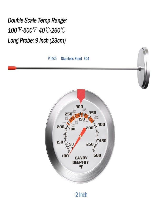 defull Candy Thermometer and Deep Fry Thermometer with 2 Inch Large Dial, 9 Inch Stainless Steel Probe - Temperature Guide for Candy Making, Frying, Confectionery, Dessert, Chocolate, Jam, and BBQ - Image 3
