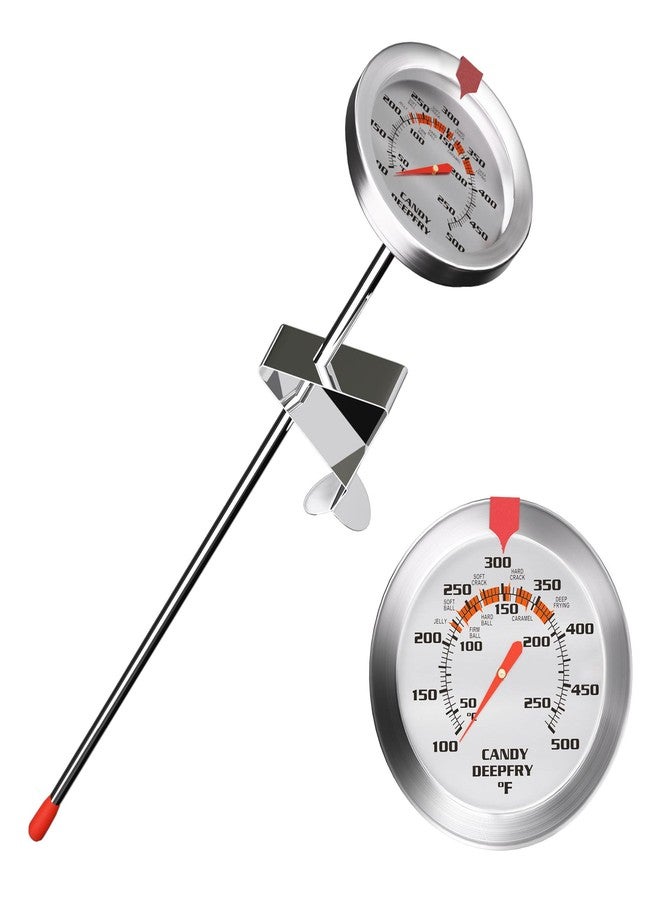 defull Candy Thermometer and Deep Fry Thermometer with 2 Inch Large Dial, 9 Inch Stainless Steel Probe - Temperature Guide for Candy Making, Frying, Confectionery, Dessert, Chocolate, Jam, and BBQ - Image 1