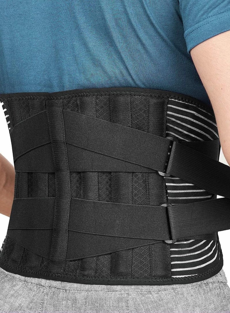 FD Back Braces for Lower Back Pain Relief with 6 Stays, Breathable Back Support Belt for Men/Women for work, Anti-skid lumbar support belt with 16-hole Mesh (Medium)
