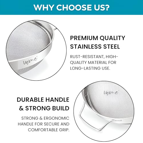 Inme Stainless Steel Puran Multipurpose Strainer Jali for Juice Soup Sauces Food Vegetable & Fruits Washing Basket Bowl for Sink Steel Jali Chalni Channi Colander Sieve for Kitchen - 22 cm Diameter - Image 2