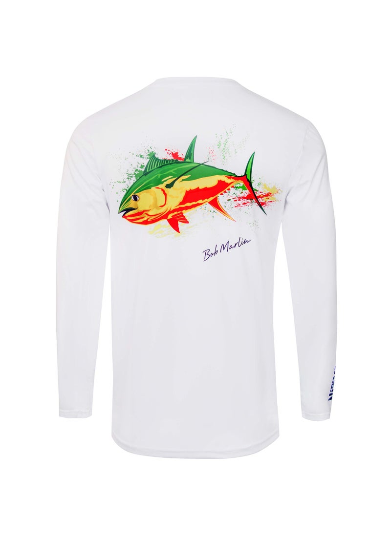 BOB MARLIN - Marlin Performance Shirt Rasta Tuna White-Large - Image 1