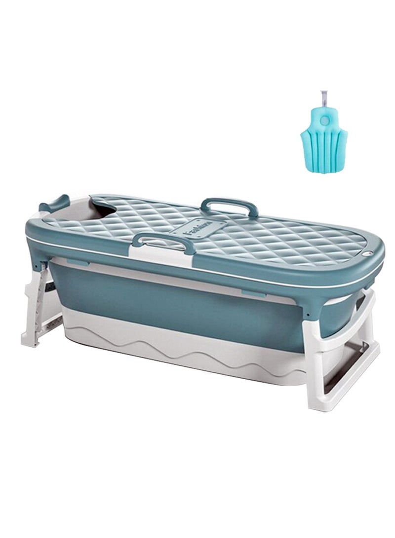 138cm Portable bathtub with cover White/blue with foam pillow - Image 2