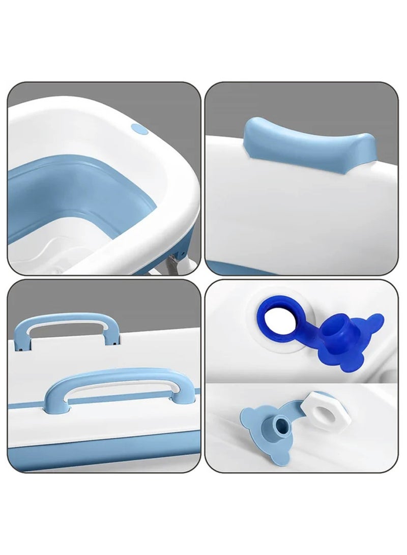 138cm Portable bathtub with cover White/blue with foam pillow - Image 3