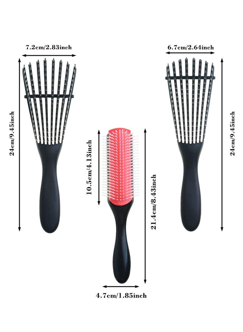 Excefore Detangling Brush Set, 9-Row Cushion Nylon Styling Brushes+Detangler Brush with 2 different Edge Brush Double Sided + 5 Hair Clips for Shaping and Defining Curls-Blow-Drying - Image 4