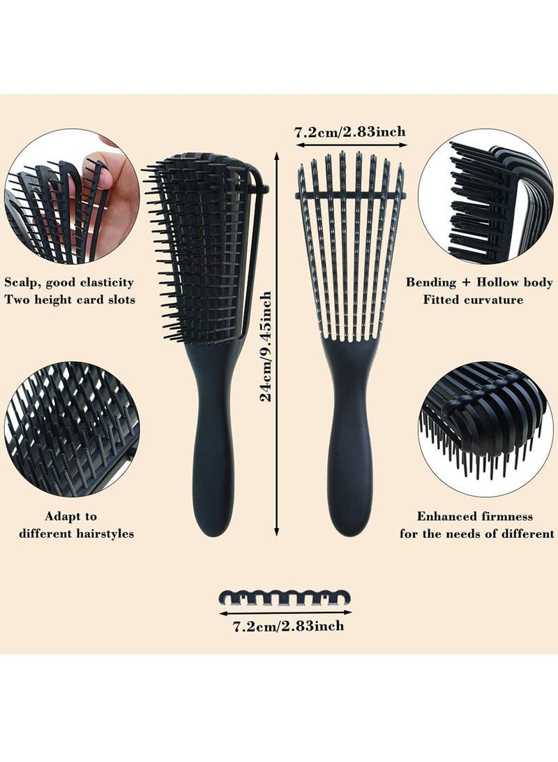 Excefore Detangling Brush Set, 9-Row Cushion Nylon Styling Brushes+Detangler Brush with 2 different Edge Brush Double Sided + 5 Hair Clips for Shaping and Defining Curls-Blow-Drying - Image 5