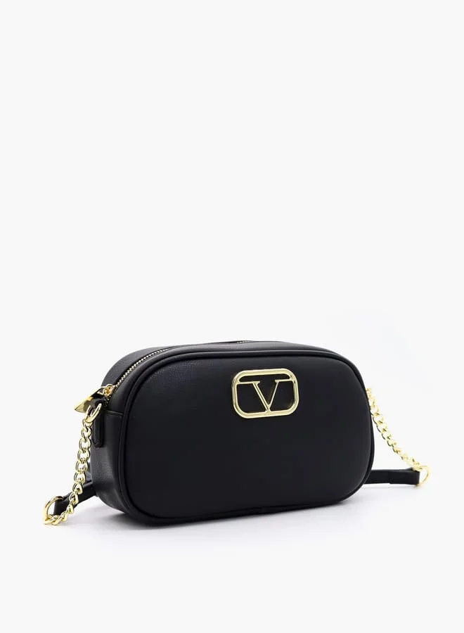 V إيطاليا Solid Crossbody Bag with Adjustable Strap and Zip Closure
