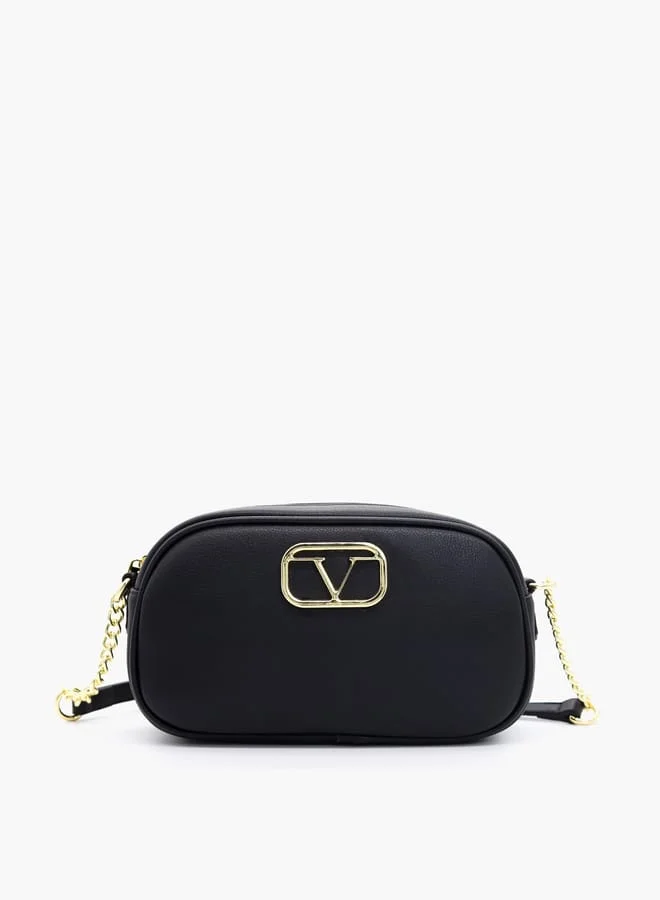V إيطاليا Solid Crossbody Bag with Adjustable Strap and Zip Closure