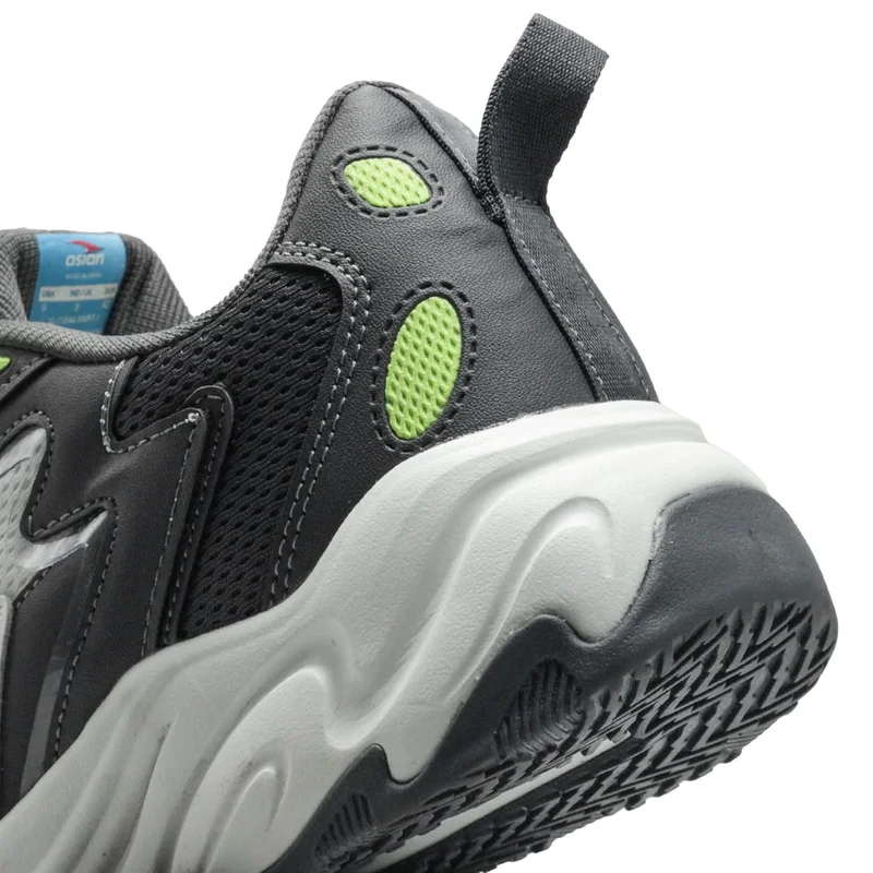 Asian Men's White and Dark Grey Running Shoes for Sports