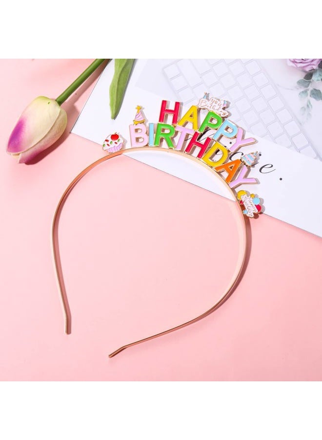 NVENF Birthday Headband Birthday Girl Headbands Happy Birthday Crown Cake Candy Birthday Tiara for Girls, Birthday Accessory (Pattern C) - Image 5