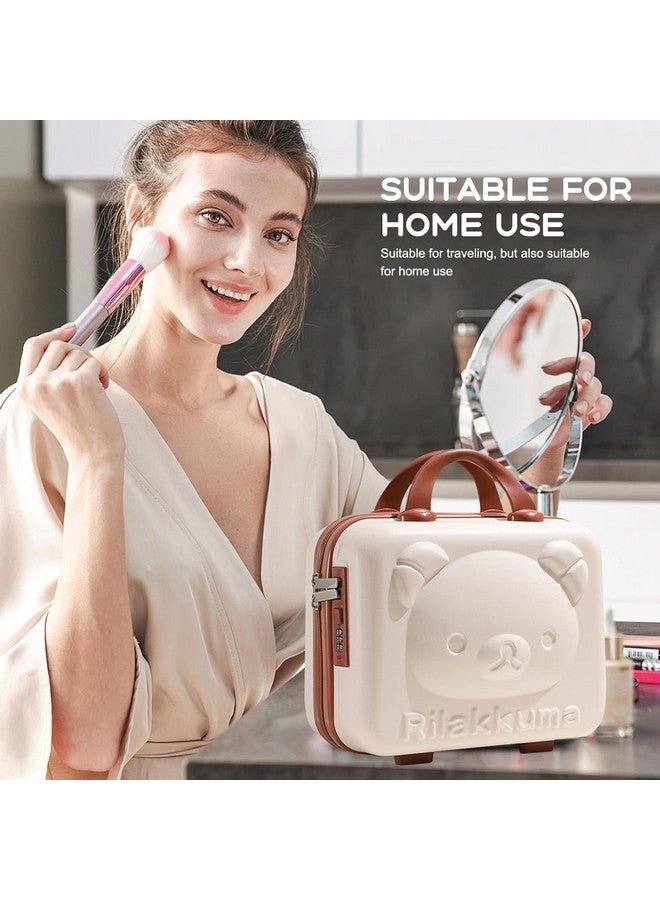 Jecrina Makeup Case Suitcase, Mini Bag, Mini Hard Shell Travel Luggage, Women Portable Water Proof Carrying Suitcase, Organizer Bag, Small Hard Shell Cosmetic Lugge Bag, Water Proof Suitcase [ Cream ] - Image 3