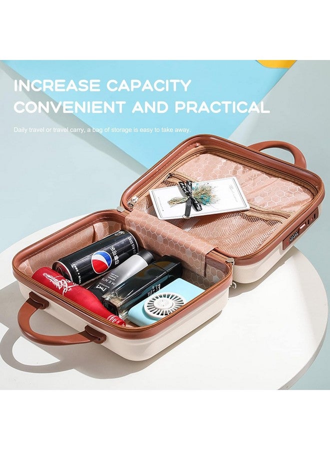 Jecrina Makeup Case Suitcase, Mini Bag, Mini Hard Shell Travel Luggage, Women Portable Water Proof Carrying Suitcase, Organizer Bag, Small Hard Shell Cosmetic Lugge Bag, Water Proof Suitcase [ Cream ] - Image 5