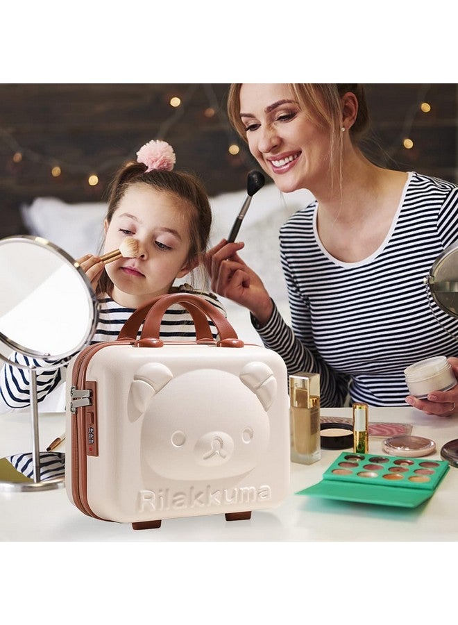 Jecrina Makeup Case Suitcase, Mini Bag, Mini Hard Shell Travel Luggage, Women Portable Water Proof Carrying Suitcase, Organizer Bag, Small Hard Shell Cosmetic Lugge Bag, Water Proof Suitcase [ Cream ] - Image 4