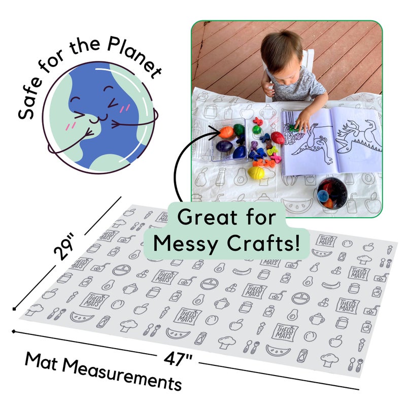 THEO'S 30 Pack | Disposable Splat Mats | Biodegradable + Compostable | THEO'S MATS | Under Highchair Splat Mat for Floor | Baby Led Weaning Supplies | (THEO001) - Image 4