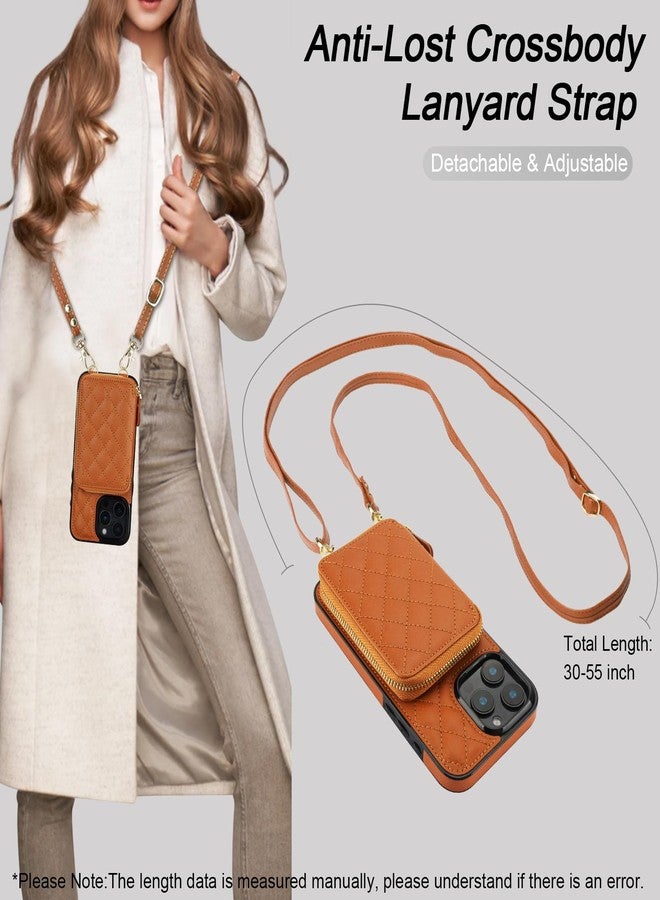 Bocasal Crossbody Wallet Case for iPhone 16 Pro Max, RFID Blocking PU Leather Zipper Handbag Purse Flip Cover, Kickstand Folio Case with Card Slots Holder Wrist Strap Lanyard 5G 6.9 Inch (Brown) - Image 5