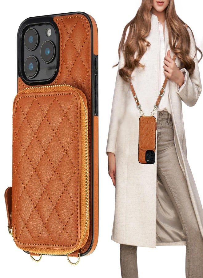 Bocasal Crossbody Wallet Case for iPhone 16 Pro Max, RFID Blocking PU Leather Zipper Handbag Purse Flip Cover, Kickstand Folio Case with Card Slots Holder Wrist Strap Lanyard 5G 6.9 Inch (Brown) - Image 1