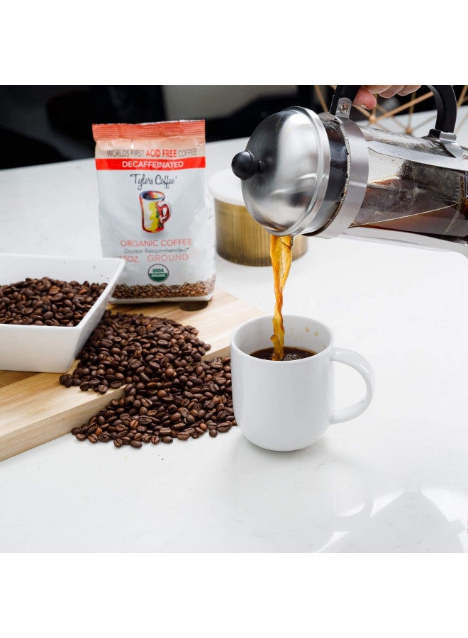 Tylers Coffee Tylers No Acid Organic Ground Coffee - 100% Arabica Full Flavor Decaf - Neutral pH - No Bitter Aftertaste - Gentle on Digestion, Reduce Acid Reflux - Protect Teeth Enamel - For No Acid Diets - 12 oz  - Image 3