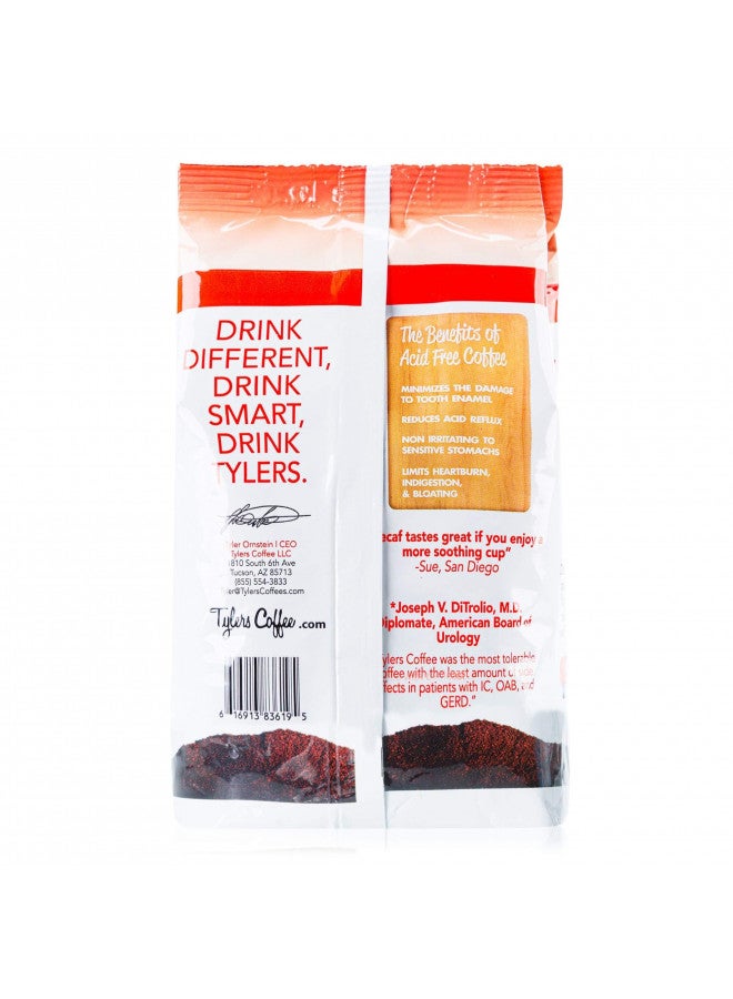 Tylers Coffee Tylers No Acid Organic Ground Coffee - 100% Arabica Full Flavor Decaf - Neutral pH - No Bitter Aftertaste - Gentle on Digestion, Reduce Acid Reflux - Protect Teeth Enamel - For No Acid Diets - 12 oz  - Image 2