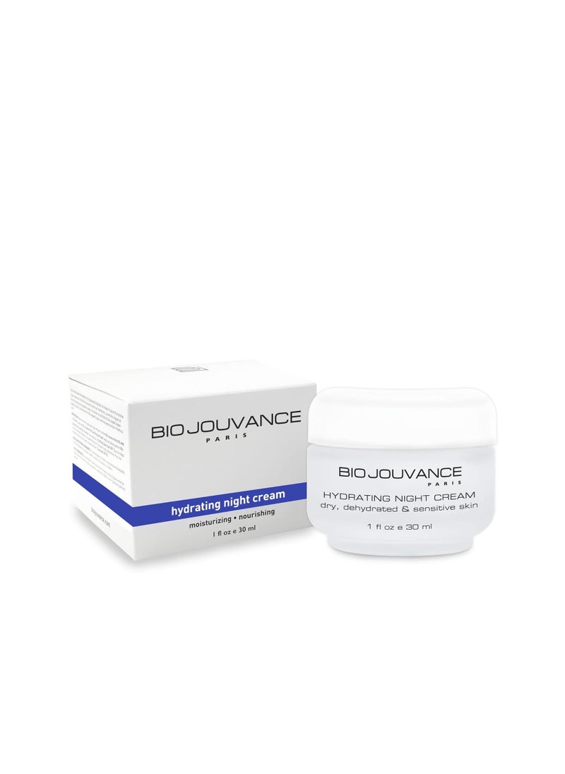 BIO JOUVANCE PARIS Hydrating Night Cream 1oz / 30ml - For Normal/Dry/Sensitive Skin | Anti Aging Face Moisturizer Hydrating Lotion | Daily Facial Skin Care Treatment Regimen | Made in France 