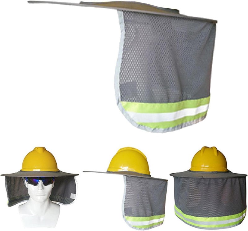 klarako Full Brim Hard Hat Sunshade Neck Shield Neck Sun Shade Protection for Safety Helmet  Grey - Image 4