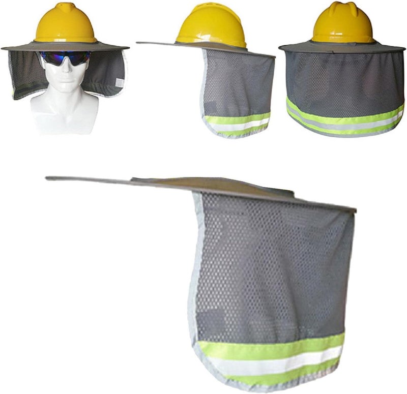 klarako Full Brim Hard Hat Sunshade Neck Shield Neck Sun Shade Protection for Safety Helmet  Grey - Image 3