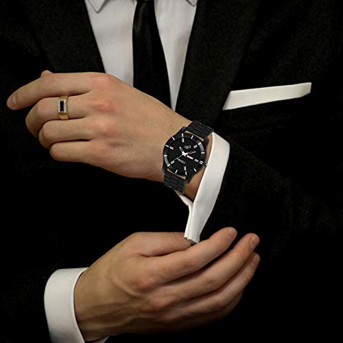 PIRASO Classy Analog Black Dial and Black Mesh Band with Day and Date Functioning Men's and Boy's Watch - Image 5
