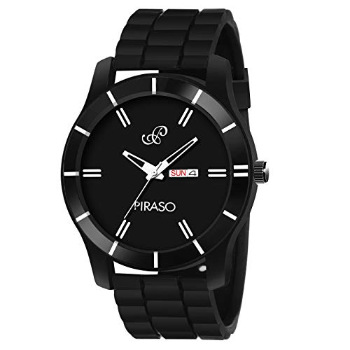 PIRASO Classy Analog Black Dial and Black Mesh Band with Day and Date Functioning Men's and Boy's Watch - Image 1