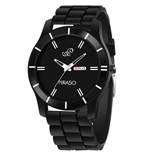 PIRASO Classy Analog Black Dial and Black Mesh Band with Day and Date Functioning Men's and Boy's Watch - Image 2