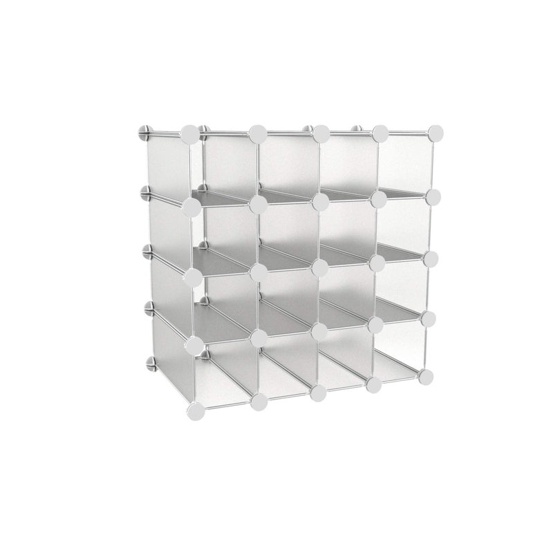 Lavish Home Lavish Home Cube Organizer 16 Cube Shelves with Interlocking Customizable Stackable Modular Cubby Shelving for Organization and Storage White 