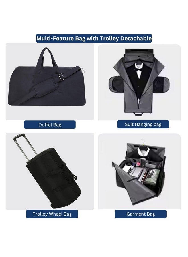 FUOCO Convertible Duffle Bag Garment Luggage w/Wheels with Hidden Suit Compartment Luggage Carry on Hanging Suitcase Travel Bag All 3 in 1 Foldable for Men Women Shoulder Handbags - Image 5