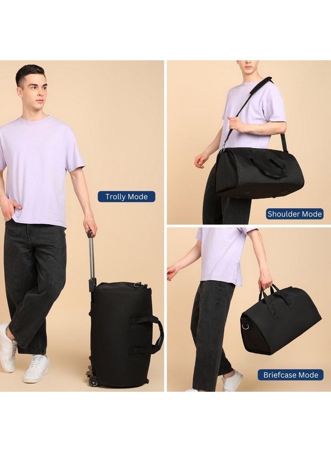 FUOCO Convertible Duffle Bag Garment Luggage w/Wheels with Hidden Suit Compartment Luggage Carry on Hanging Suitcase Travel Bag All 3 in 1 Foldable for Men Women Shoulder Handbags - Image 4