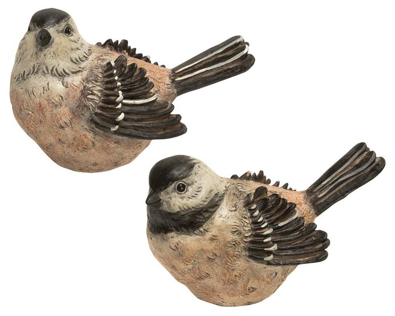 The Bridge Collection Set of 2 Brown Chickadee Bird Figurines Bird Decor Resin Spring Bird Figurines Mantle Decorations Spring Figurine Bird Figurines Home Decor