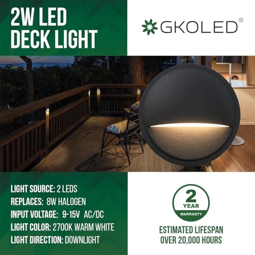 GKOLED Low Voltage Deck Post Lights, LED Landscape Stair Riser Step Fence Lighting Fixture, Die-cast Aluminum 12V AC/DC Light, Black Powder Coated Finish, Complete Light UL-Listed, 6-Pack - Image 3