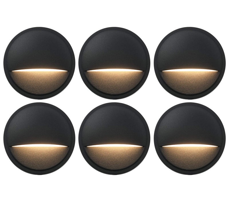 GKOLED Low Voltage Deck Post Lights, LED Landscape Stair Riser Step Fence Lighting Fixture, Die-cast Aluminum 12V AC/DC Light, Black Powder Coated Finish, Complete Light UL-Listed, 6-Pack - Image 1