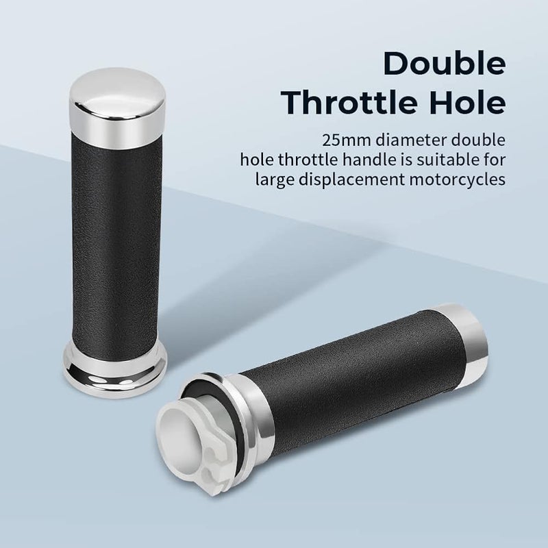 Foruly Motorcycle Throttle Handle Grips 25mm Right Throttle Tube & Left Handlebar Grip, Fits for Honda VT Shadow 400/750/1100, Magna & Sabre - Image 2