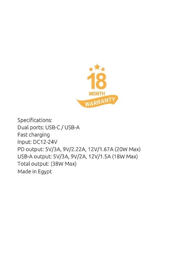 sia Voltroad 38W car charger with  PD 20w/QC 18w ports - Image 2