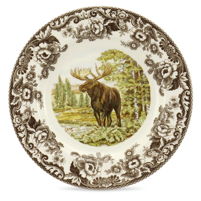 Spode Woodland Dinner Plate Majestic Moose  105 Inch  Hunting Cabin Lodge and Cottage Dcor  Made in England from Fine Earthenware  Microwave and Dishwasher Safe