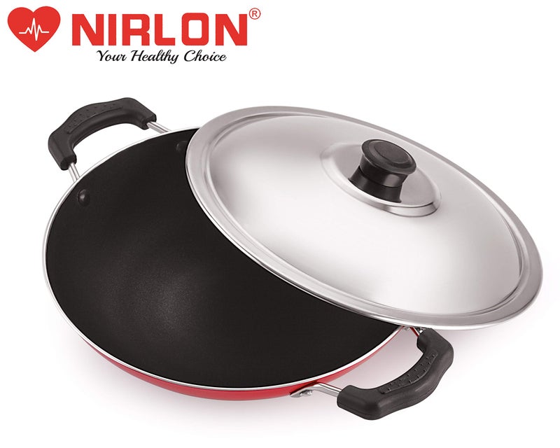 Nirlon Non Stick Aluminium Gas Compatible Appa Chatti/Appam Pan/kallu with Steel Lid 22.5cm - 1 LTR(3_mm_AC_22) - Image 5