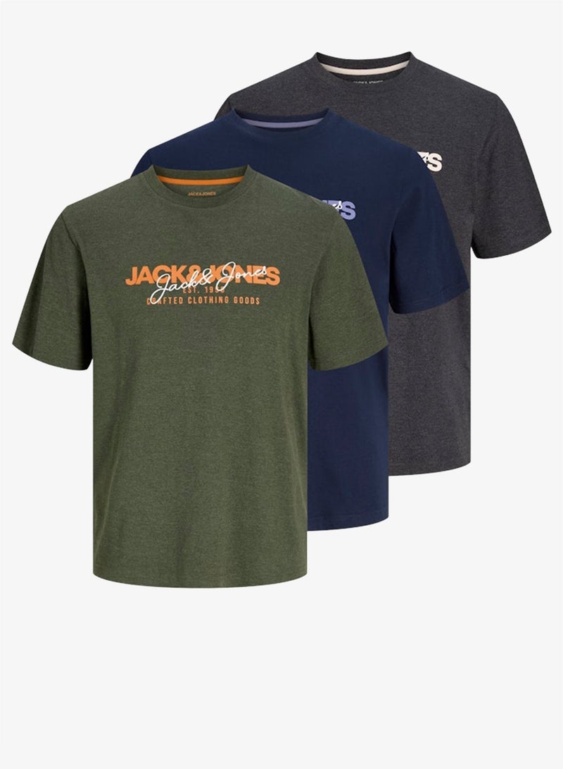JACK & JONES 3 Pack Graphic Regular Fit T-Shirt - Image 1