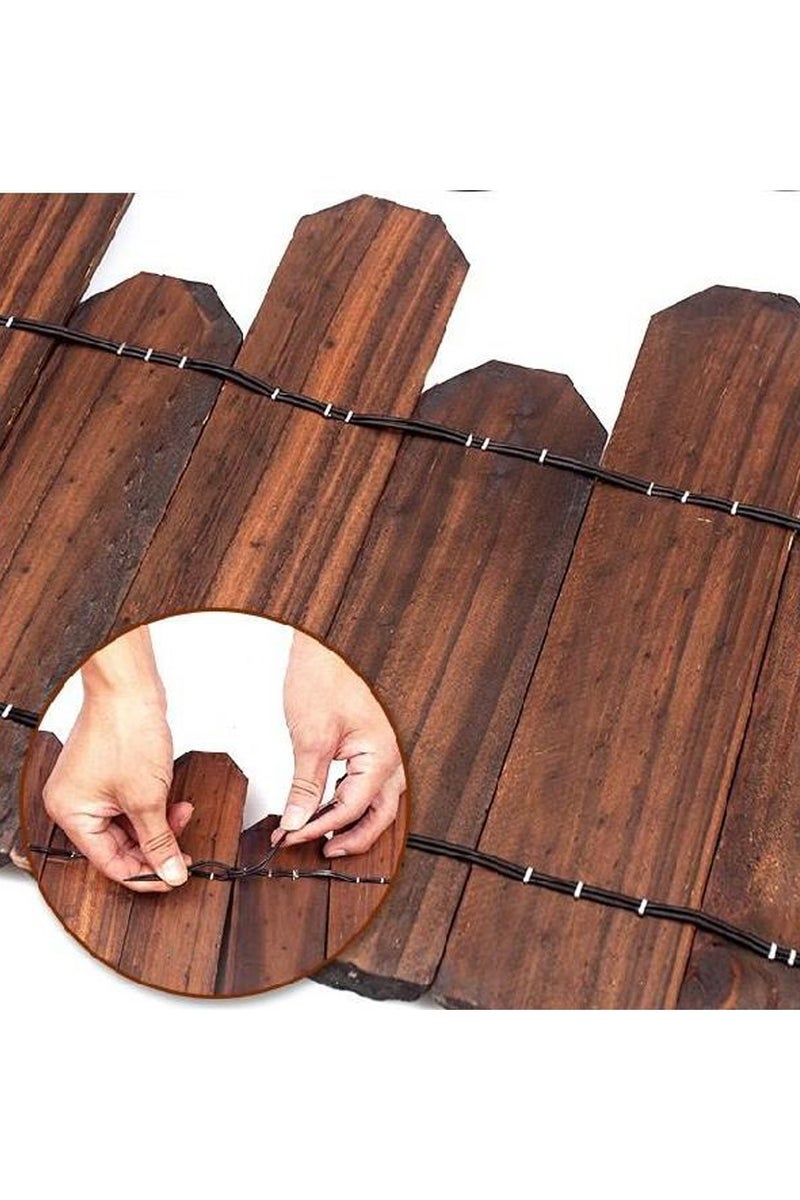 LINGWEI Wooden Garden Edging Border Fence Wood Panels with Interlocking Stakes Brown 120x30cm - Image 5