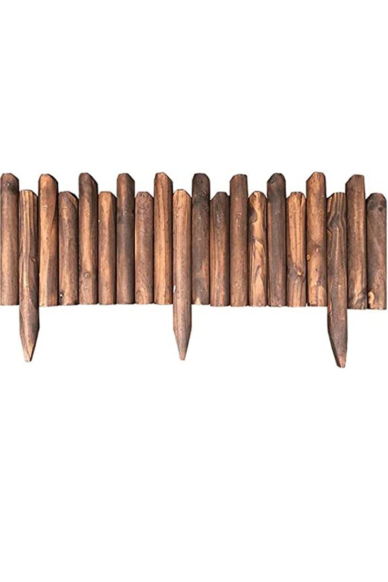 LINGWEI Wooden Garden Edging Border Fence Wood Panels with Interlocking Stakes Brown 120x30cm - Image 1