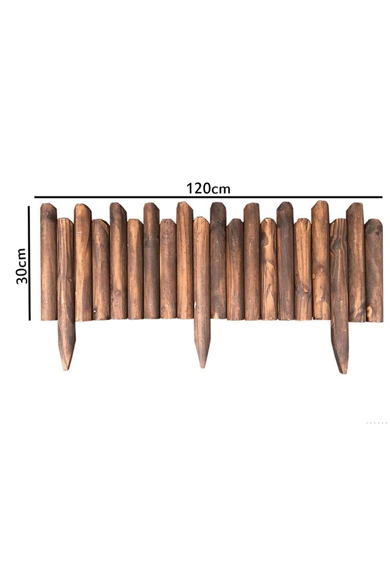 LINGWEI Wooden Garden Edging Border Fence Wood Panels with Interlocking Stakes Brown 120x30cm - Image 4