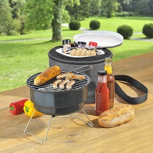 AMULAKH AMULAKH 2 in 1 Mini Barbecue Grill Oven Tools Kit Stainless Steel BBQ Grill with Cooling Bag for Barbecue Picnic Camping Travel Folding AntiRust Lightweight - Image 3