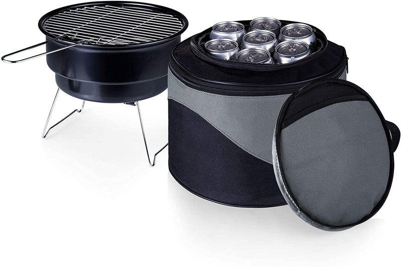 AMULAKH AMULAKH 2 in 1 Mini Barbecue Grill Oven Tools Kit Stainless Steel BBQ Grill with Cooling Bag for Barbecue Picnic Camping Travel Folding AntiRust Lightweight - Image 1
