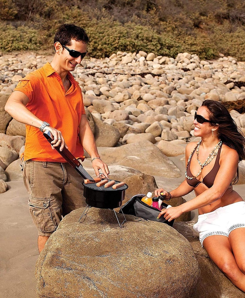 AMULAKH AMULAKH 2 in 1 Mini Barbecue Grill Oven Tools Kit Stainless Steel BBQ Grill with Cooling Bag for Barbecue Picnic Camping Travel Folding AntiRust Lightweight - Image 2